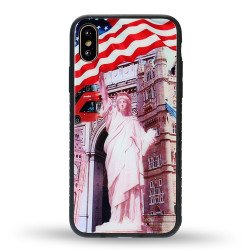 iPhone XS / X Design Tempered Glass Hybrid Case (Statue of Liberty)